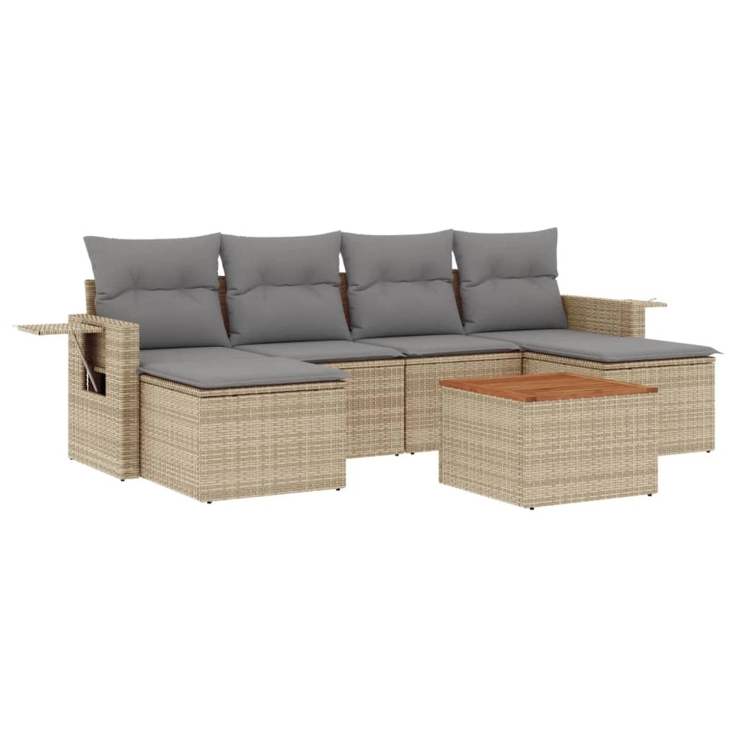 vidaXL 7-Tlg Garten-Sofagarnitur mit Kissen Beige Poly Rattan 3257018 günstig online kaufen