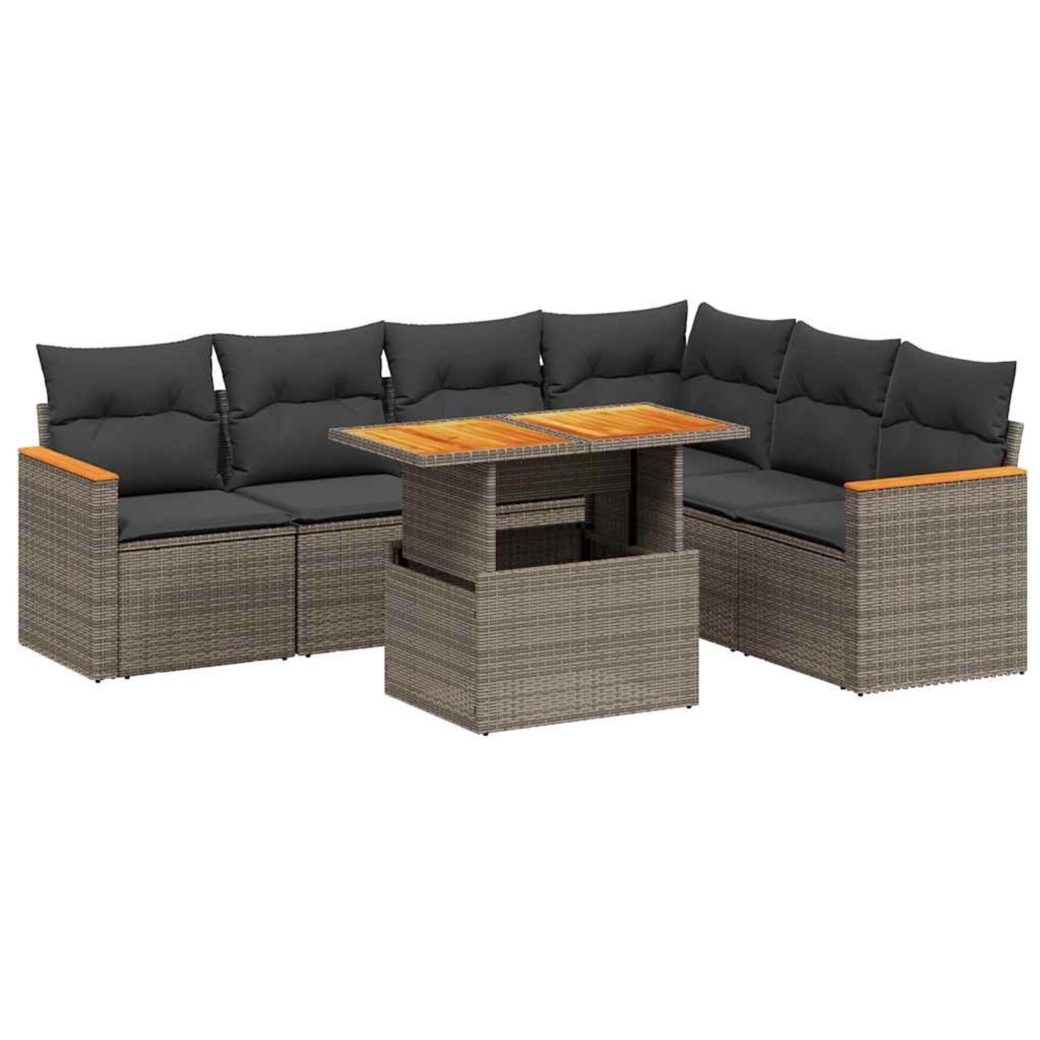 vidaXL 7-Tlg Garten-Sofagarnitur mit Kissen Grau Poly Rattan 3273097 günstig online kaufen