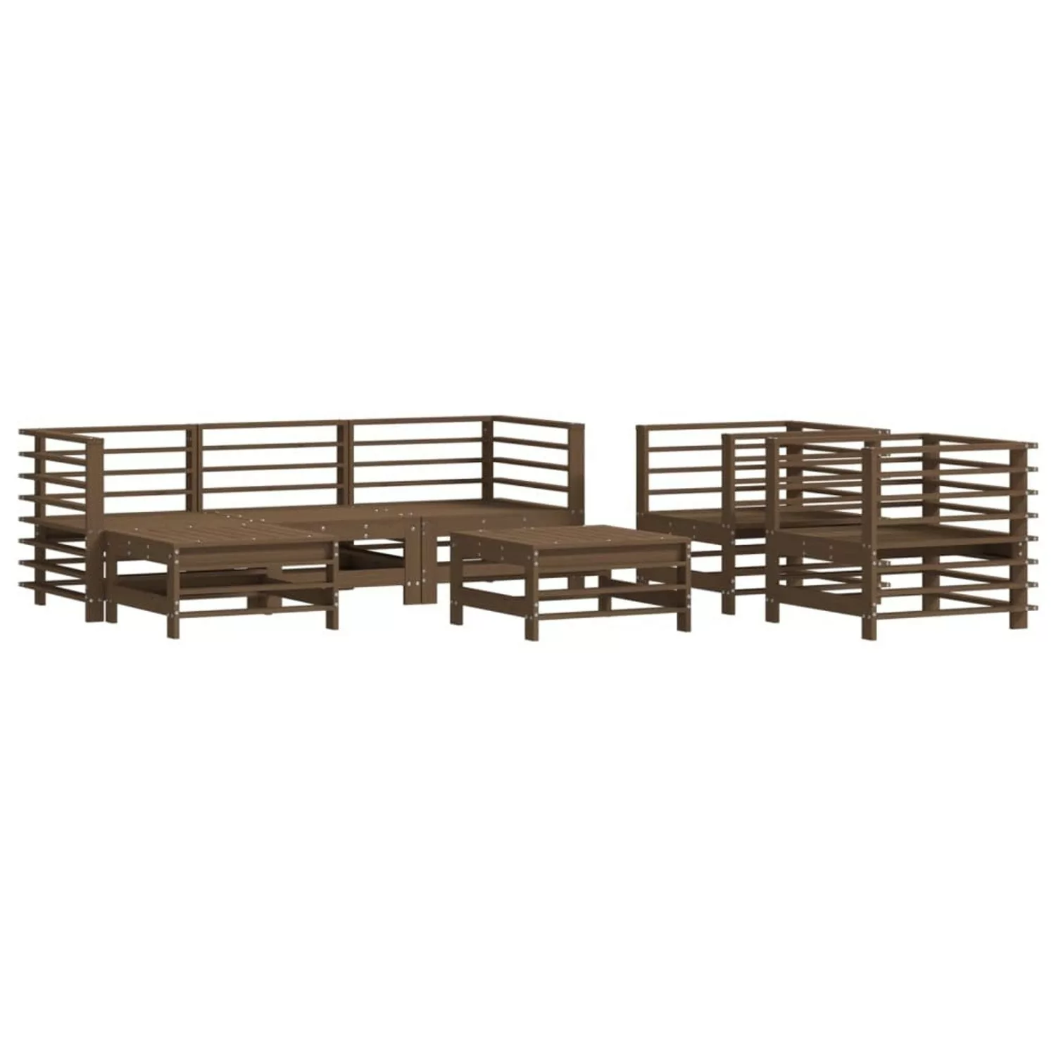 vidaXL 7-tlg Garten-Lounge-Set Honigbraun Massivholz Kiefer Modell 35 günstig online kaufen