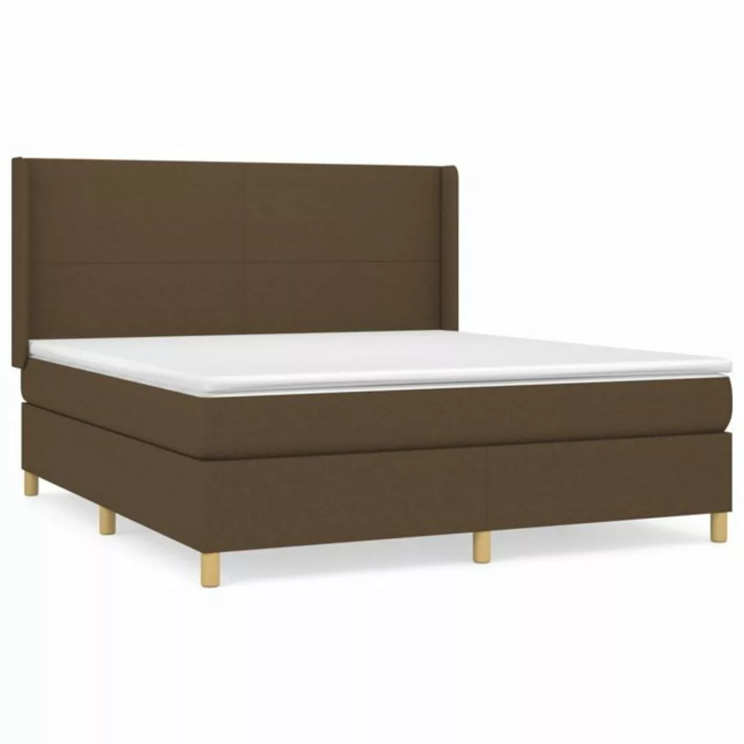 vidaXL Boxspringbett Boxspringbett mit Matratze Dunkelbraun 180x200 cm Stof günstig online kaufen