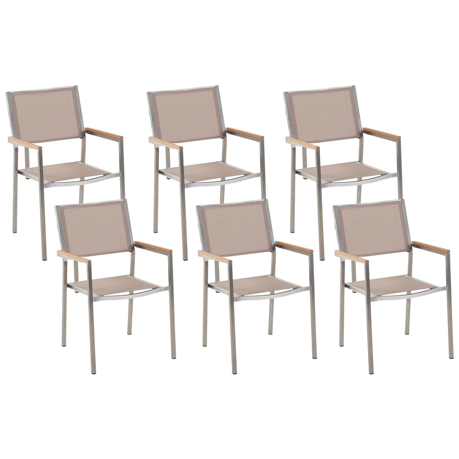 Beliani Gartenstuhl Beige Silber Heller Holzfarbton 58x55x87 günstig online kaufen