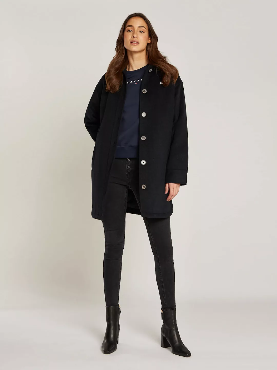 Tommy Jeans Curve Kurzmantel TJW WOOL COAT EXT in Großen Größen, mit Wollan günstig online kaufen