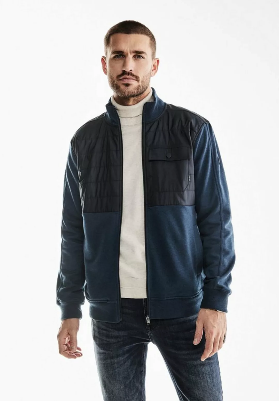 STREET ONE MEN Sweatjacke mit Stehkragen günstig online kaufen