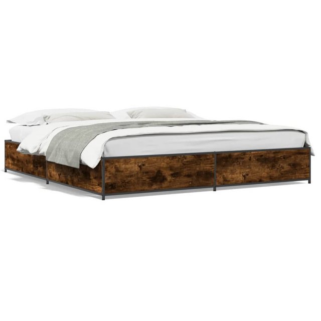 vidaXL Bett Bettgestell Räuchereiche 160x200 cm Holzwerkstoff und Metall günstig online kaufen