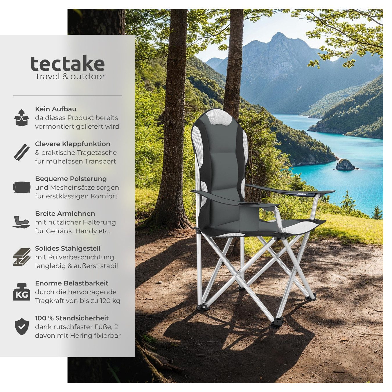 tectake Campingstuhl Klappstuhl mit Polsterung (Set., günstig online kaufen