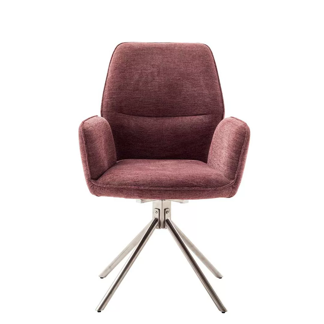 Esstisch Stühle drehbar in Altrosa Gestell aus Metall (2er Set) günstig online kaufen