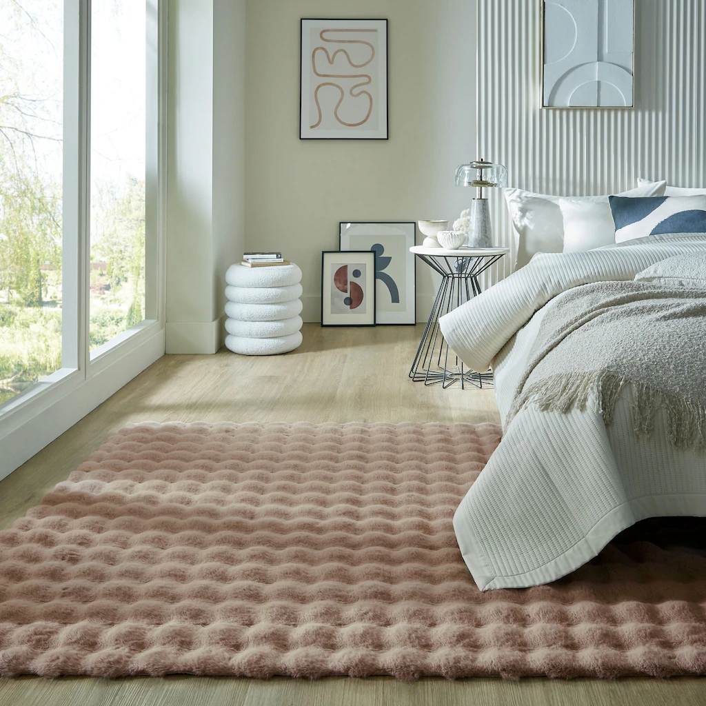 FLAIR RUGS Hochflor-Teppich »Waffle Faux Fur«, rechteckig, Waffelmuster, wa günstig online kaufen