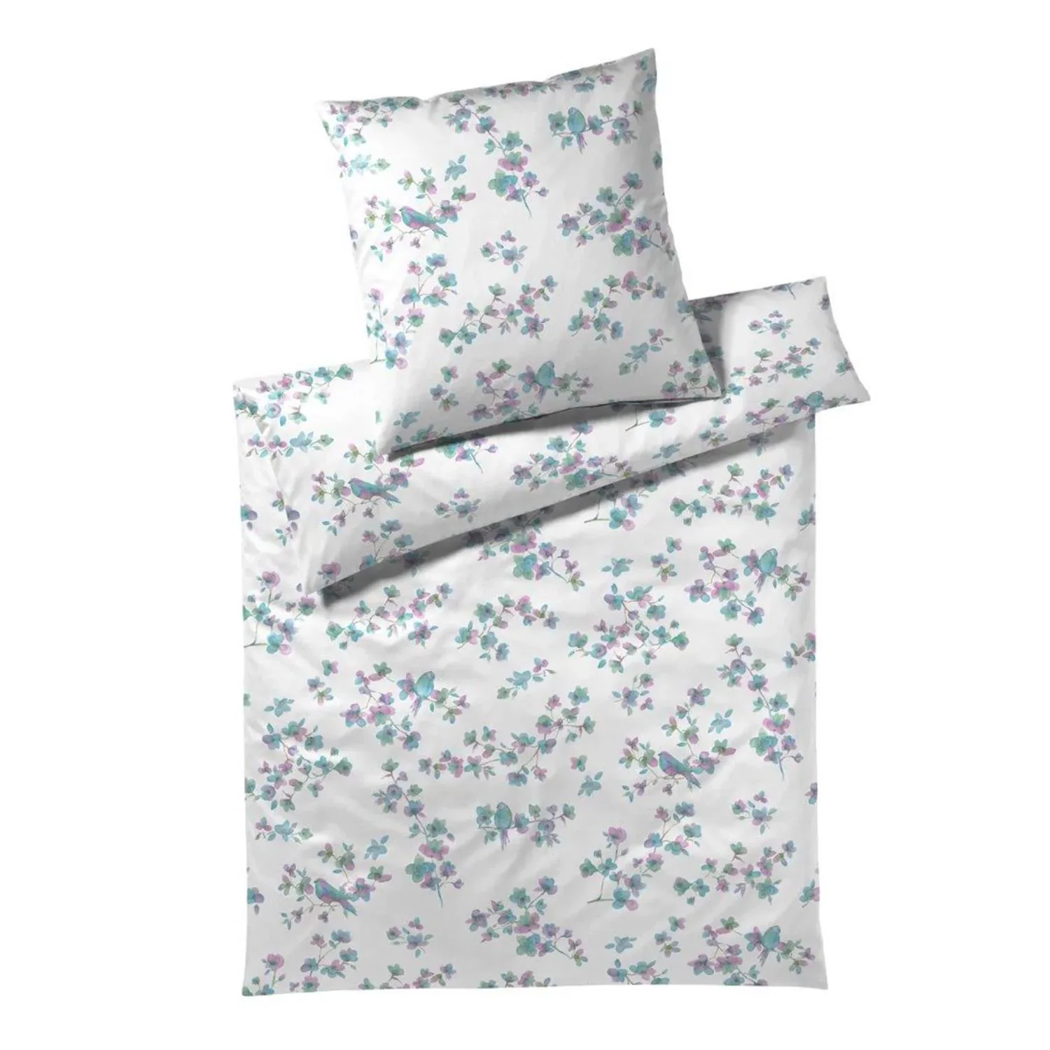 Elegante Interlock Jersey Bettwäsche Birdie 3500-4 Vogel Aqua 135x200 günstig online kaufen