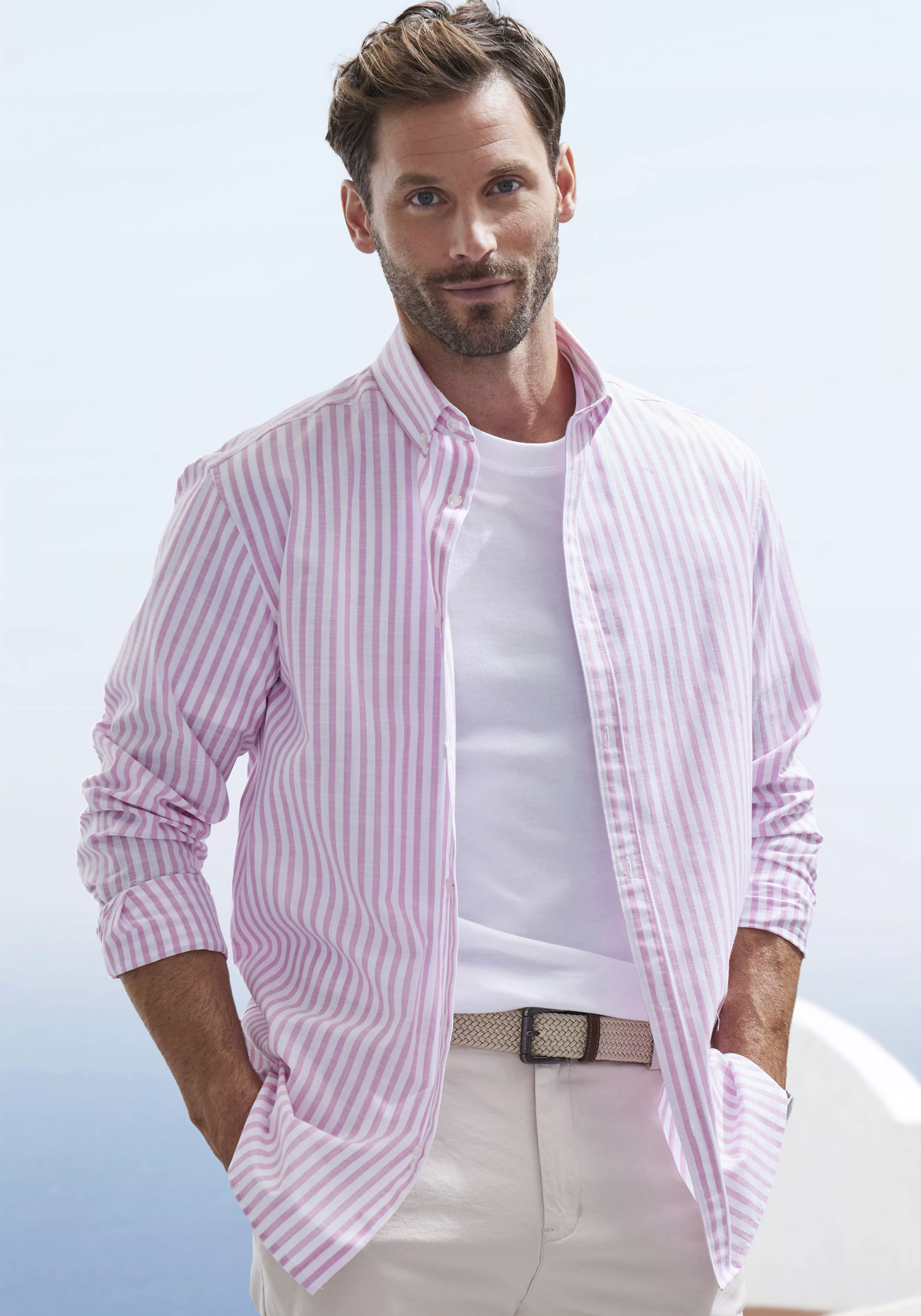 John Devin Langarmhemd Regular Fit Streifenhemd mit Button-down-Kragen, aus günstig online kaufen