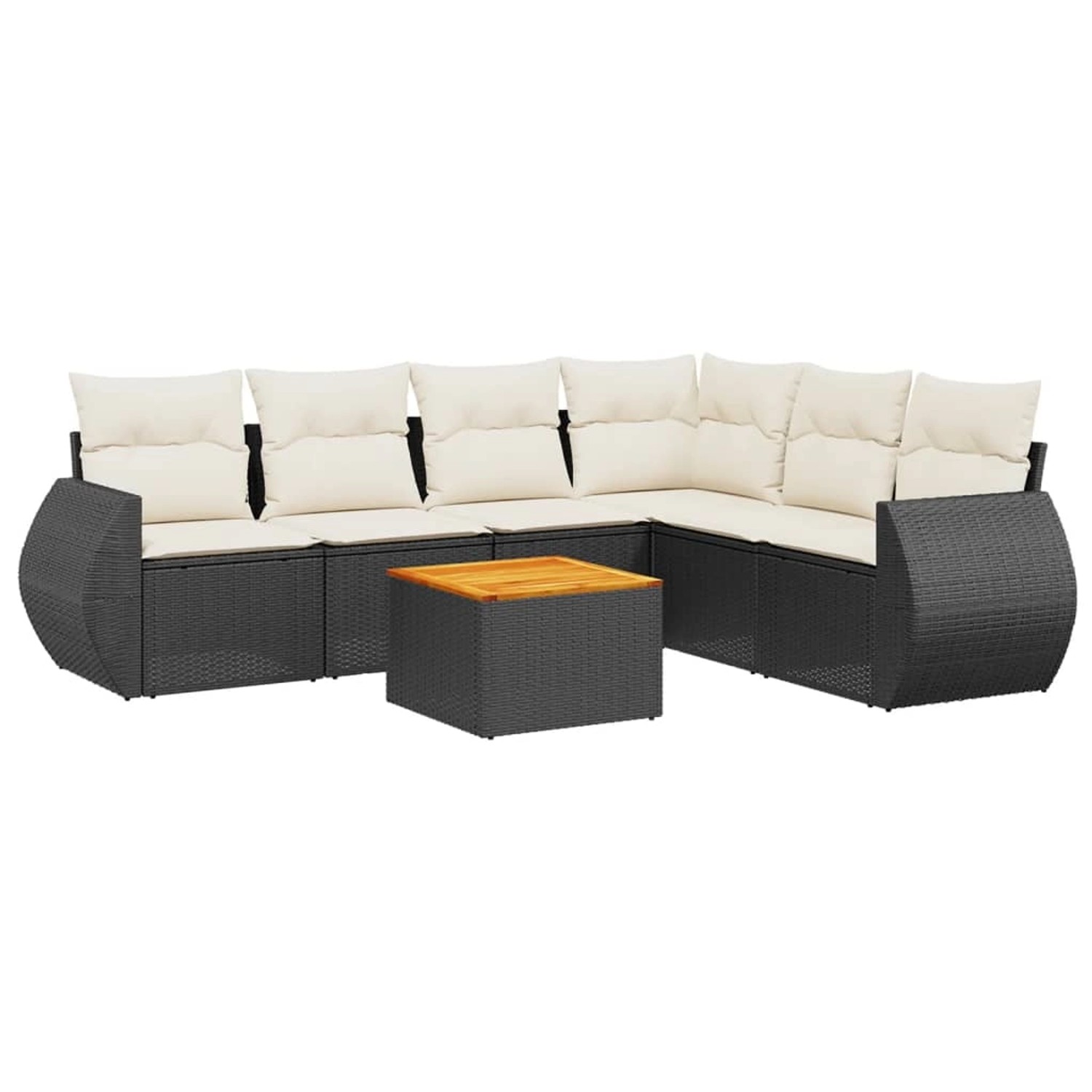 vidaXL 7-Tlg Garten-Sofagarnitur mit Kissen Schwarz Poly Rattan 3225020 günstig online kaufen
