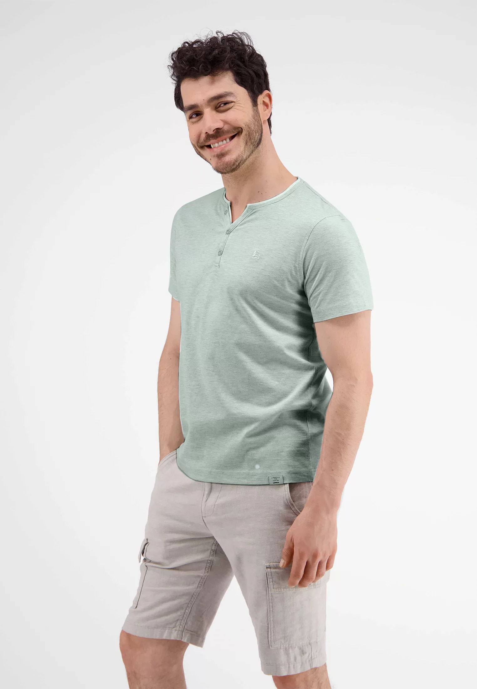 LERROS T-Shirt "LERROS Serafino mit Finelinerstreifen, washed" günstig online kaufen