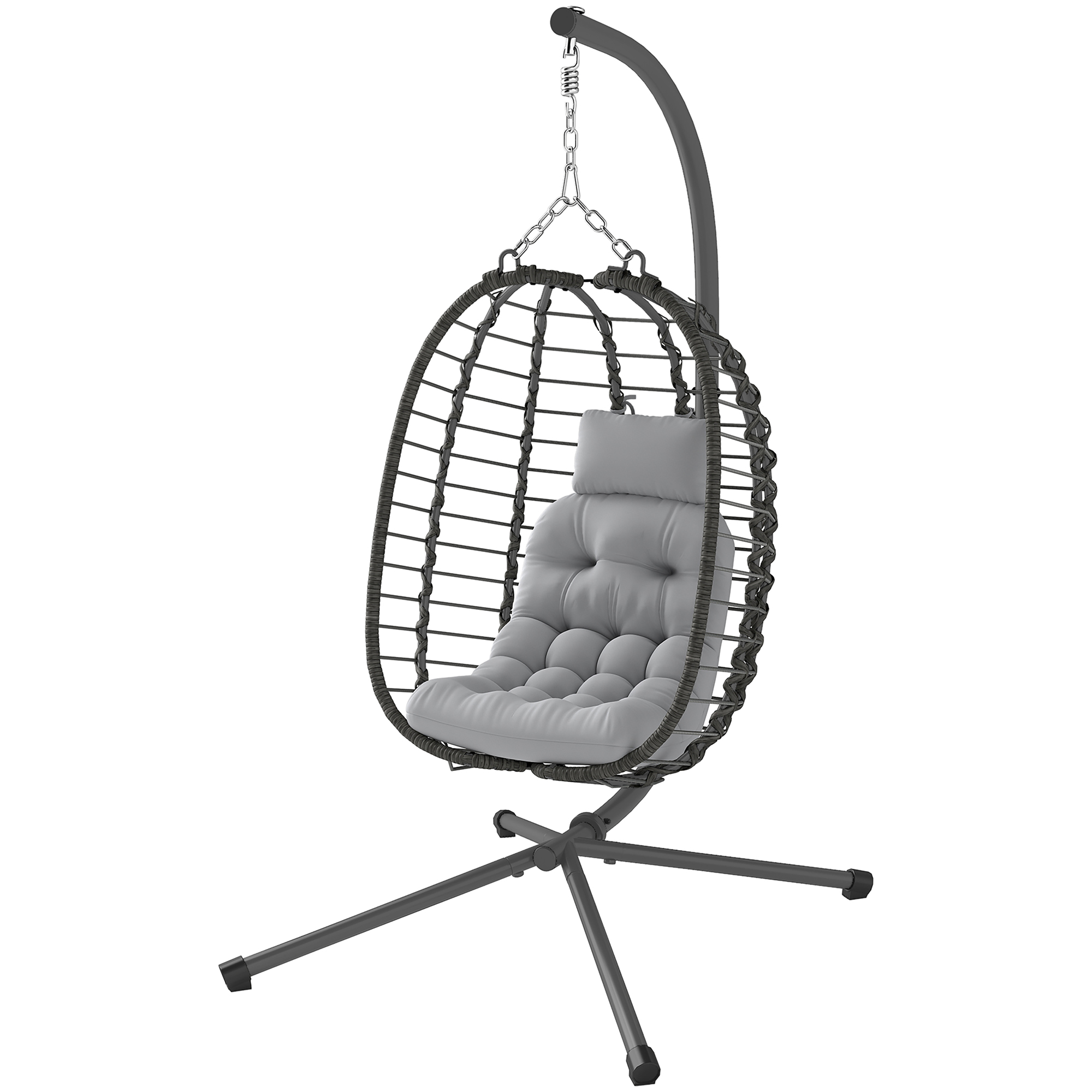 Outsunny Hängender Rattansessel mit Haken, Gepolstertem Kissen und Kopfstüt günstig online kaufen