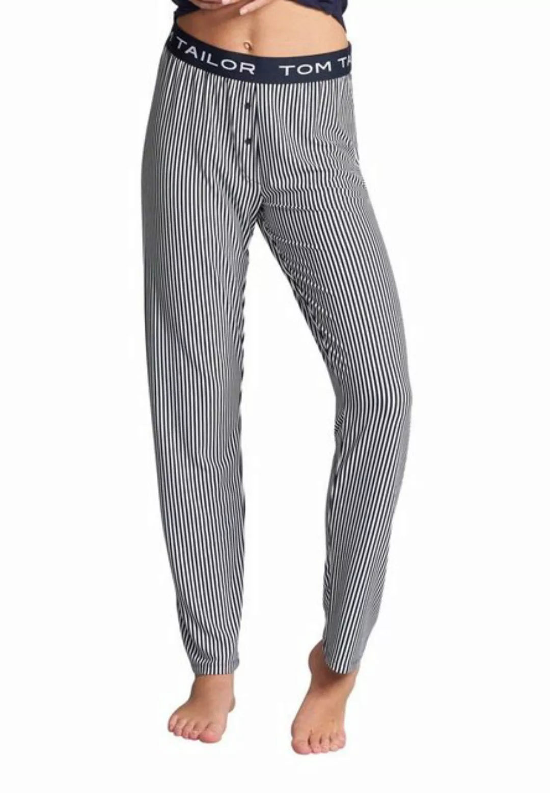 TOM TAILOR Schlafhose TOM TAILOR Damen Lange-Hose blau längsgestreift (1-tl günstig online kaufen