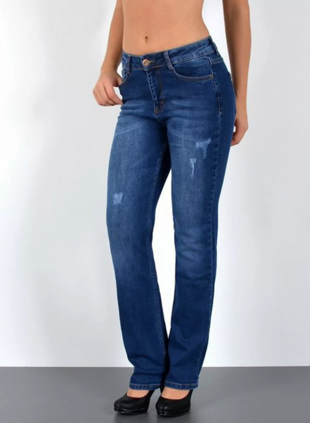 ESRA Straight-Jeans G400 Damen Jeans Gerade hohe Leibhöhe, bis Übergröße / günstig online kaufen