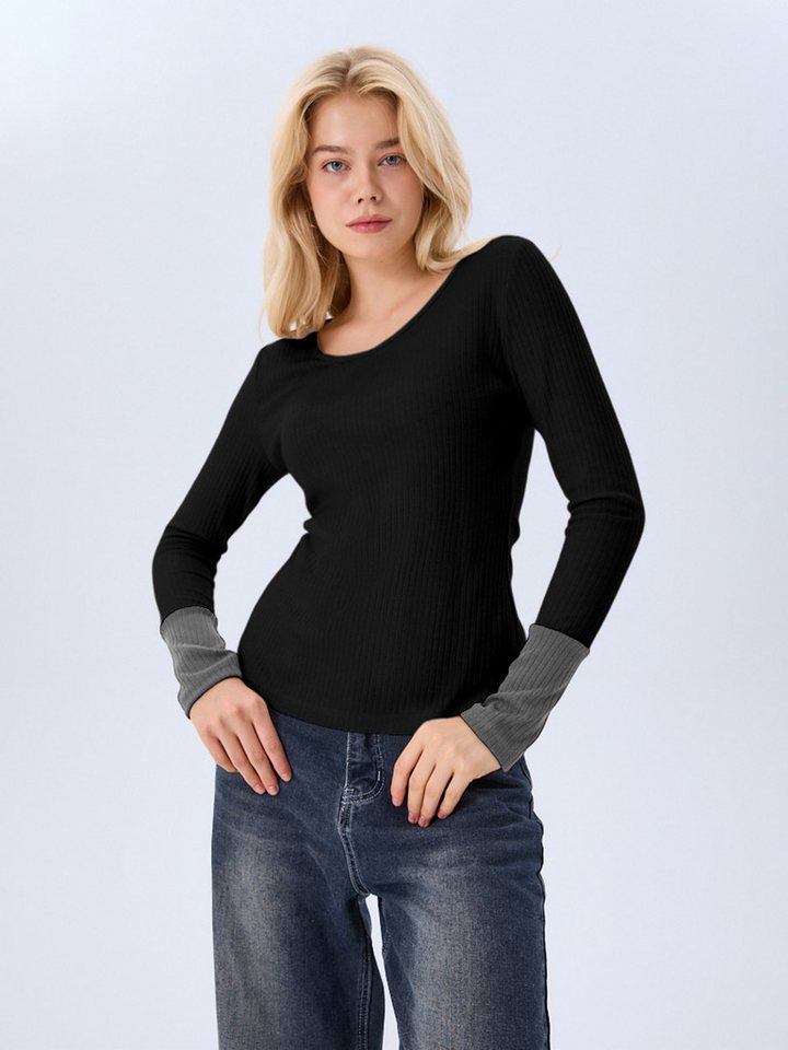 LAPA PLUS Langarmshirt Damen Strickpullover mit V-Ausschnitt, Langarmpullov günstig online kaufen