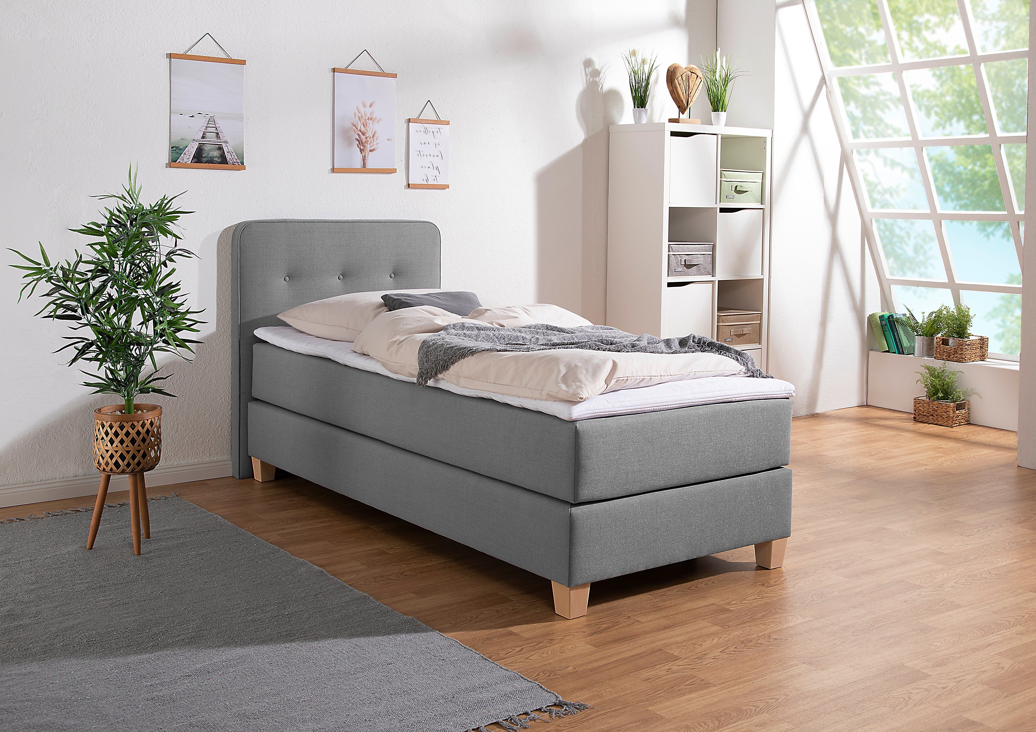 Home affaire Boxspringbett "Fargo", inkl. Topper, in 3 Matratzenarten, in S günstig online kaufen