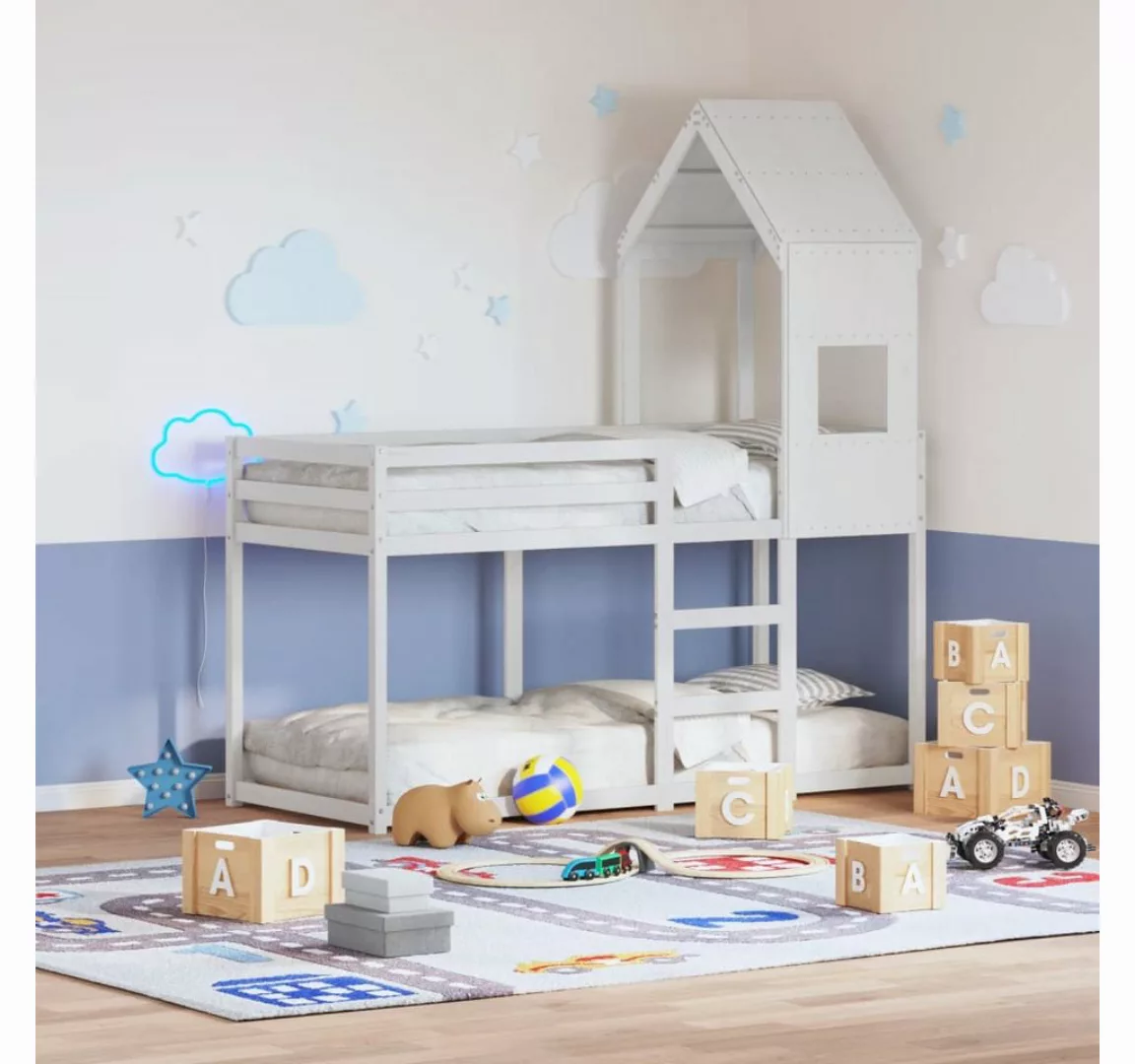 vidaXL Bett, Dach für Kinderbett Weiß 55x99x139,5 cm Massivholz Kiefer günstig online kaufen