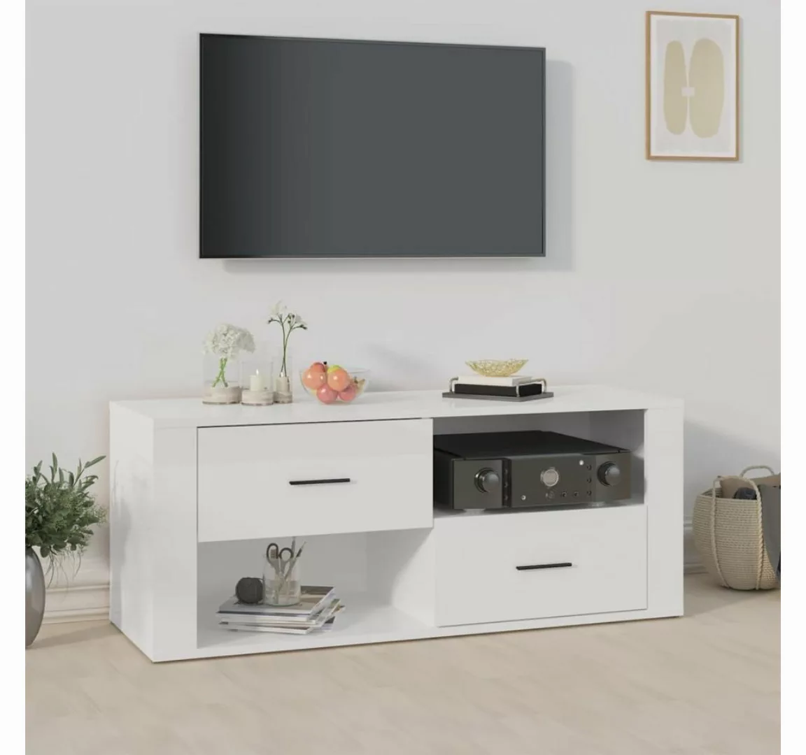 furnicato TV-Schrank Hochglanz-Weiß 100x35x40 cm Holzwerkstoff günstig online kaufen