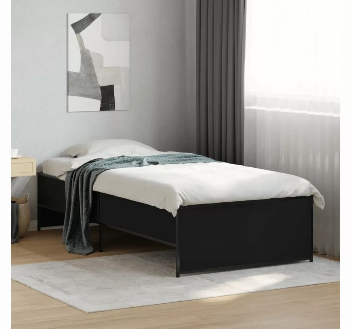 vidaXL Bett Bettgestell Schwarz 75x190 cm Holzwerkstoff und Metall günstig online kaufen