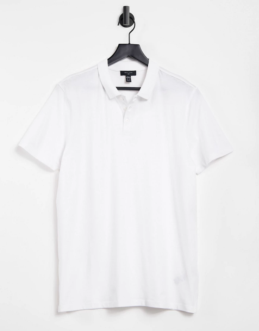 New Look – Polohemd aus Jersey in Weiß günstig online kaufen
