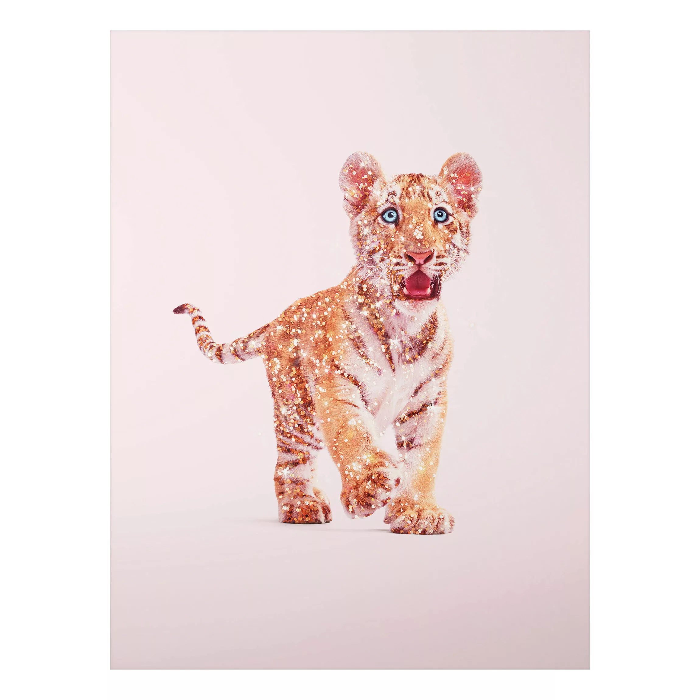 Alu-Dibond Bild Kunstdruck - Hochformat 3:4 Tiger mit Glitzer günstig online kaufen