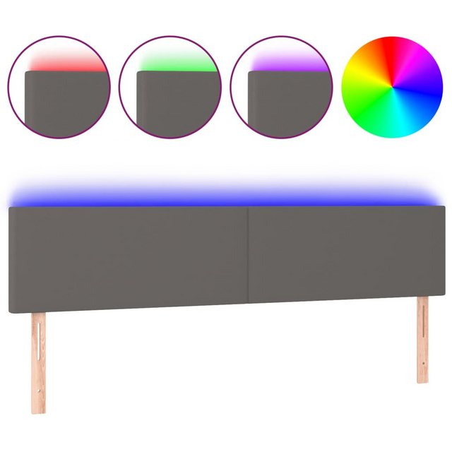 vidaXL Bett, LED Kopfteil Grau 180x5x78/88 cm Kunstleder günstig online kaufen