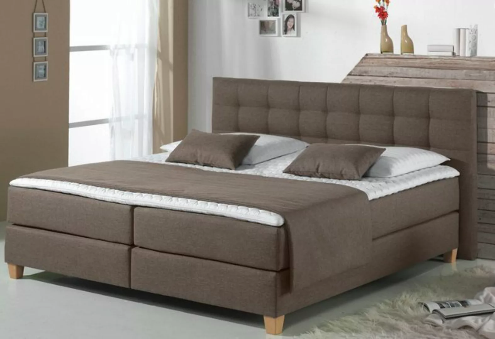 Home affaire Boxspringbett "Moulay", inkl. Topper, in Überlänge 220 cm, 3 H günstig online kaufen