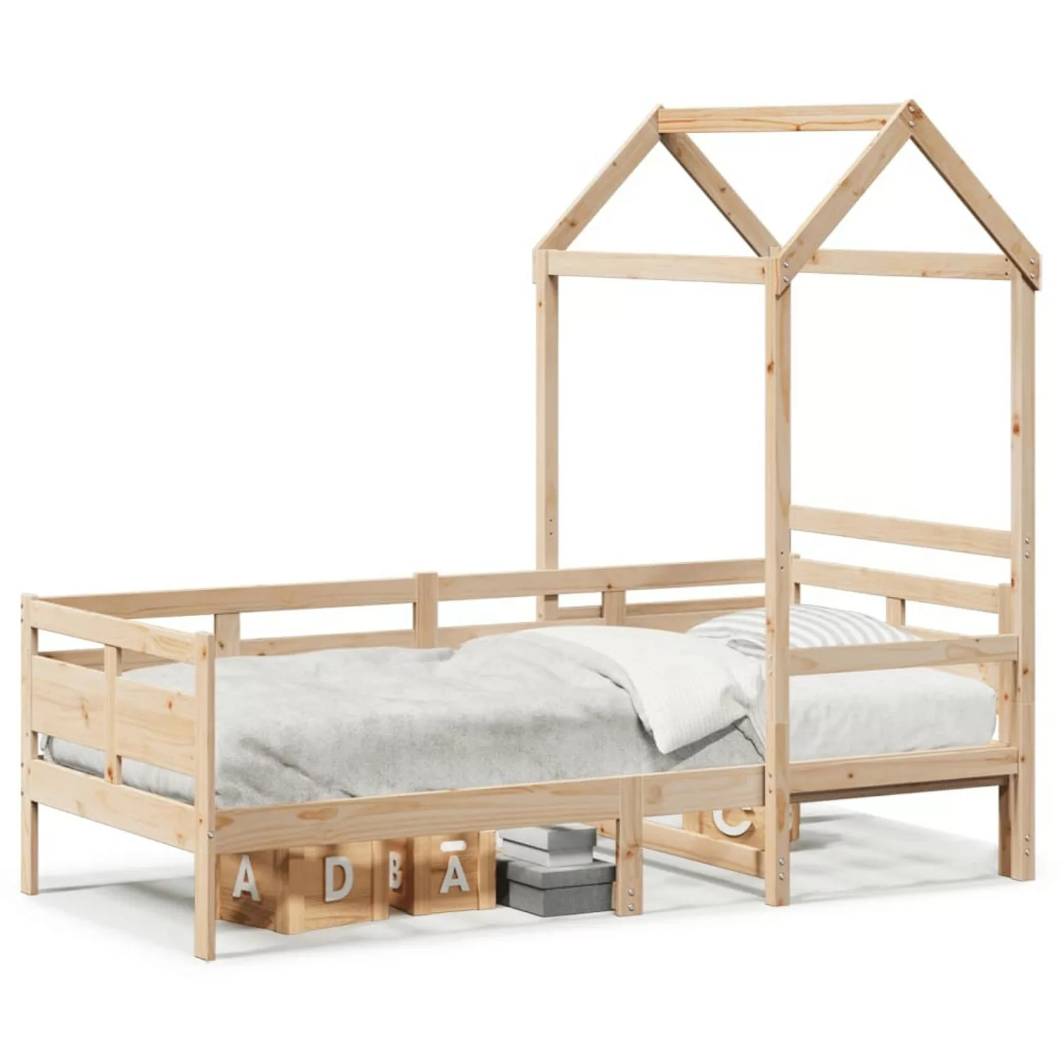 vidaXL Bett, Tagesbett mit Dach 90x200 cm Massivholz Kiefer günstig online kaufen