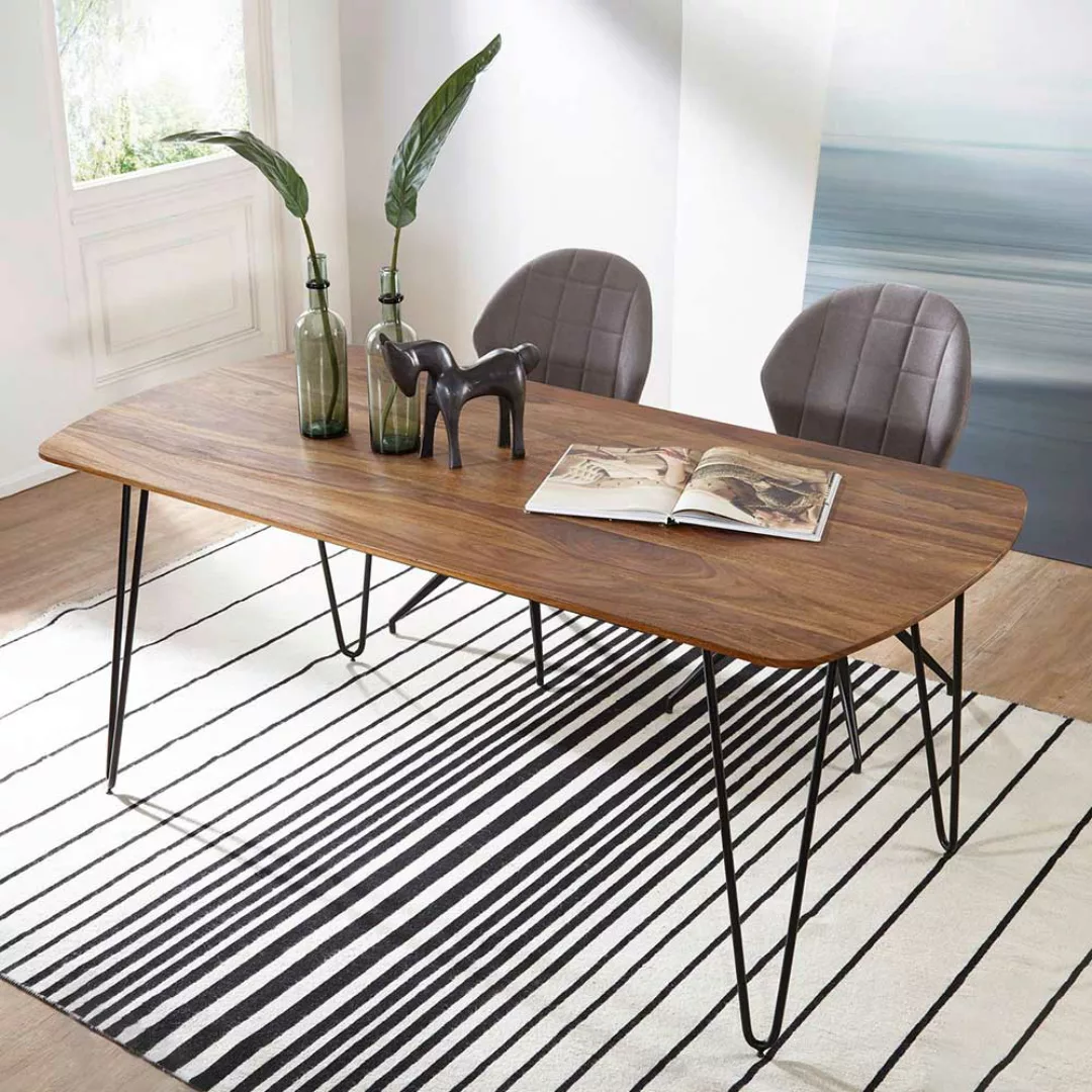 Esszimmer Tisch aus Sheesham Massivholz Metall günstig online kaufen