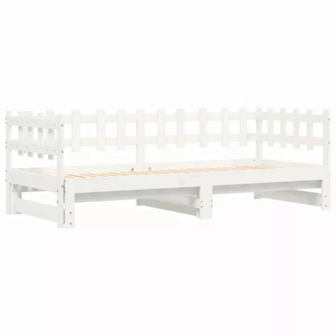 vidaXL Gästebett Gästebett Tagesbett Ausziehbar Weiß 2x90x190 cm Massivholz günstig online kaufen