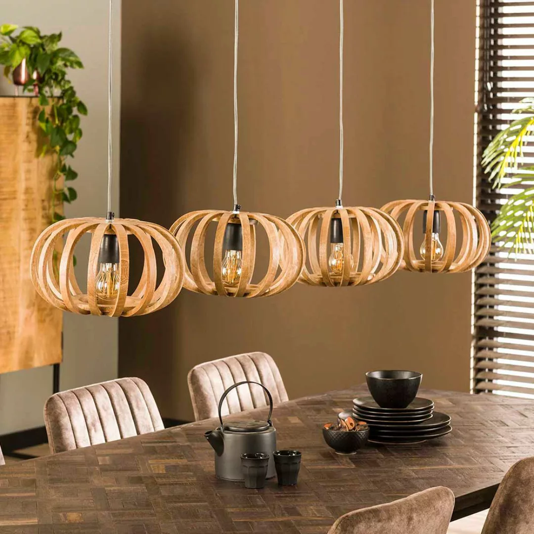 Mangoholz Pendelleuchte in modernem Design 160 cm breit günstig online kaufen
