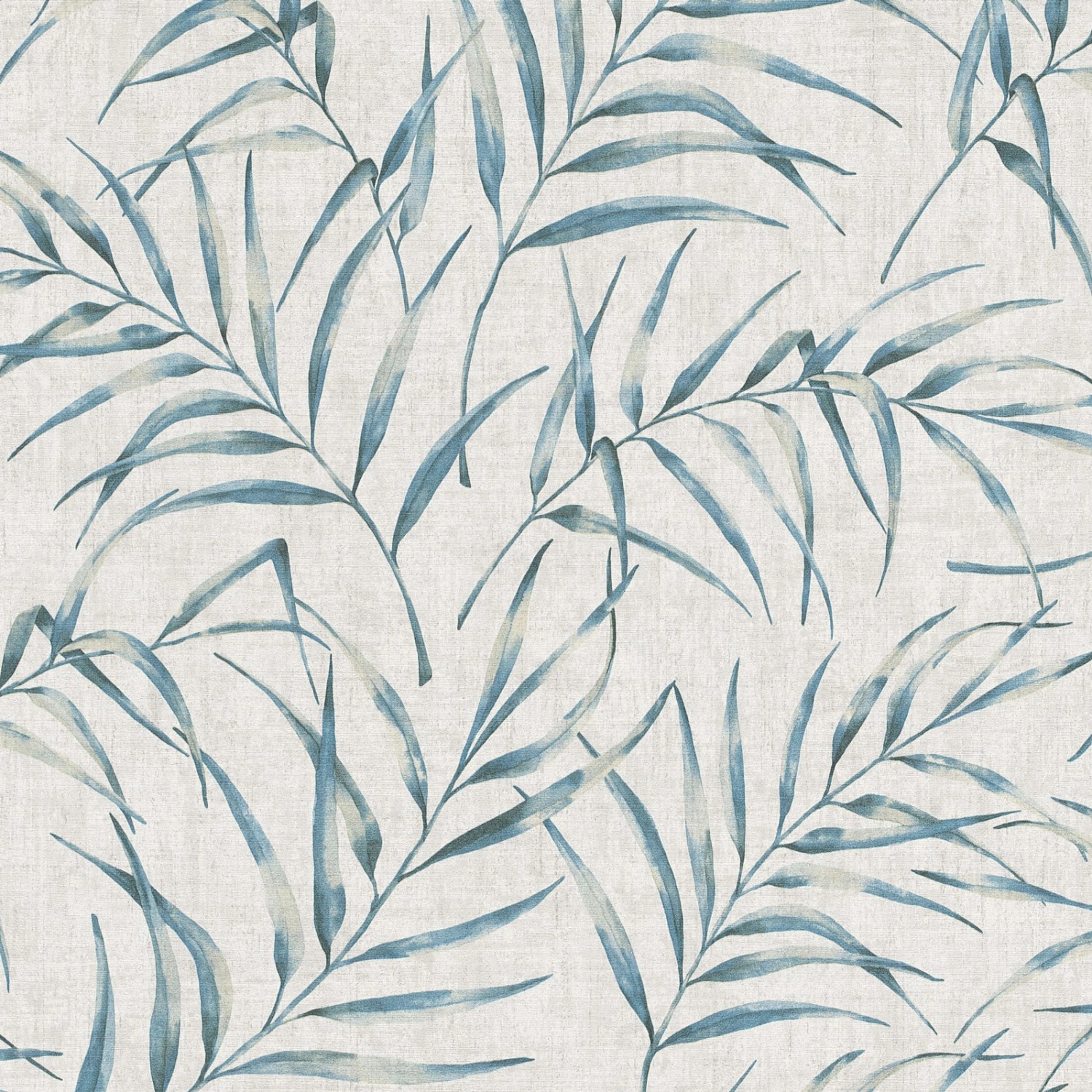 Bricoflor Farn Tapete Textiloptik Blätter Tapete in Weiß und Blau für Schla günstig online kaufen