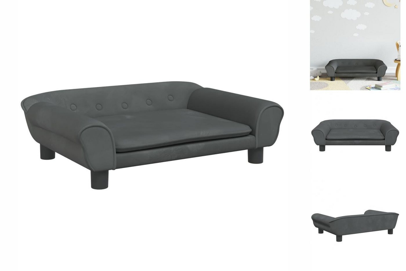 vidaXL Kindersofa Kindersofa Dunkelgrau 70x45x26 cm Samt Kindercouch Kinder günstig online kaufen