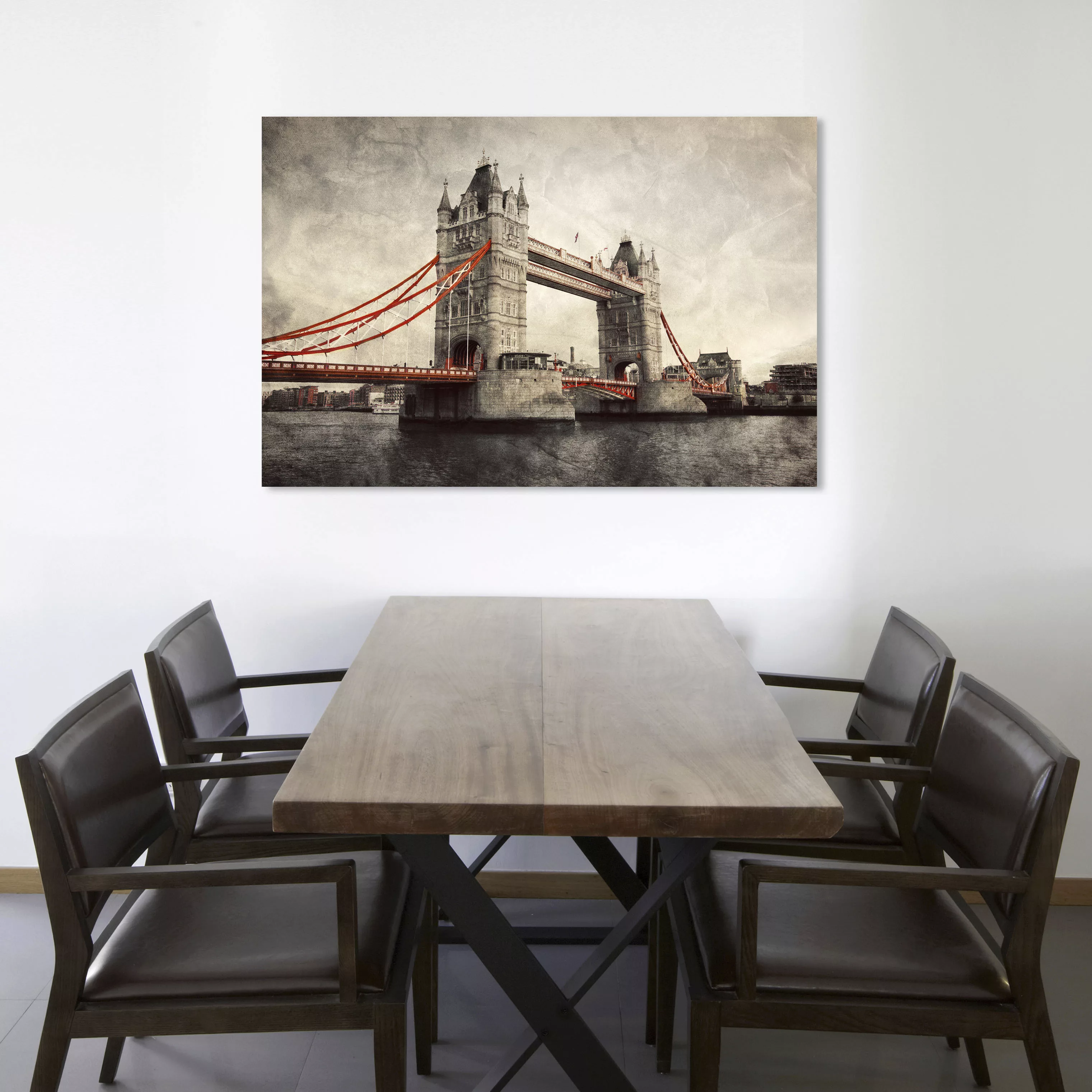 queence Leinwandbild "Tower Bridge", London-Schwarz-Weiß-Kunst-Modern-Brück günstig online kaufen