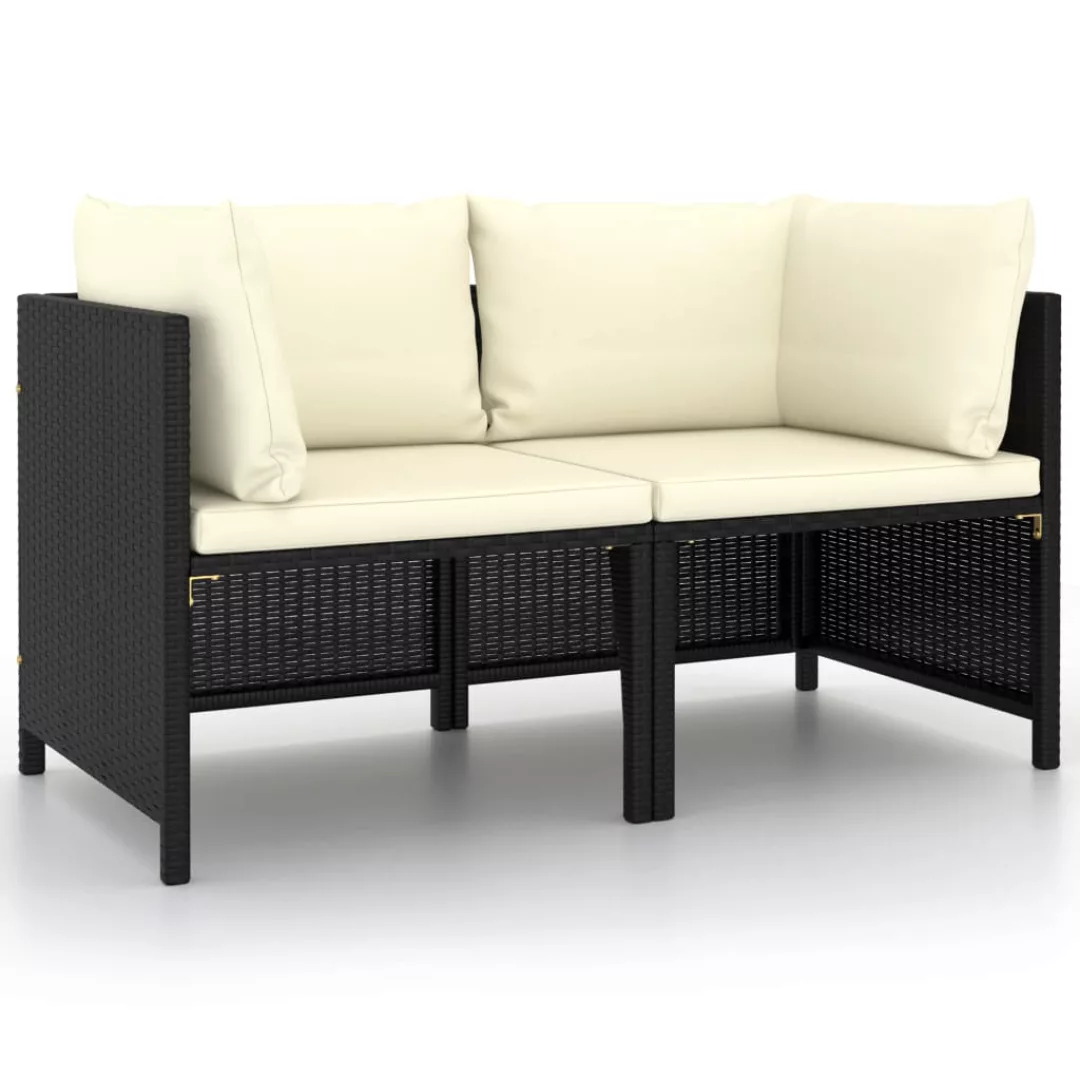 2-sitzer-gartensofa Mit Kissen Schwarz Poly Rattan günstig online kaufen