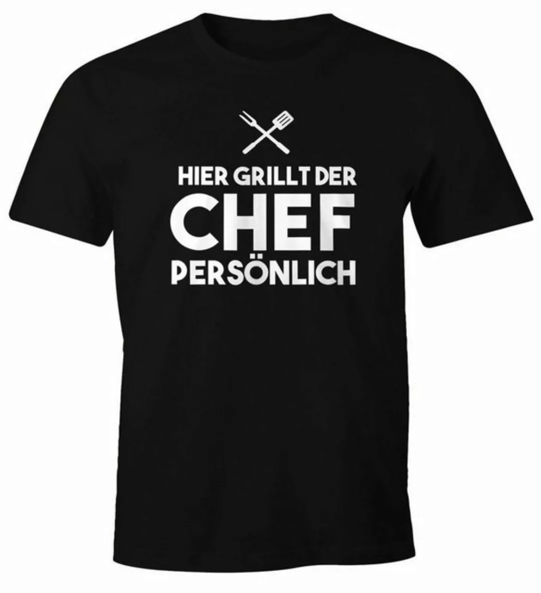 MoonWorks Print-Shirt Herren T-Shirt Hier grillt der Chef persönlich Fun-Sh günstig online kaufen