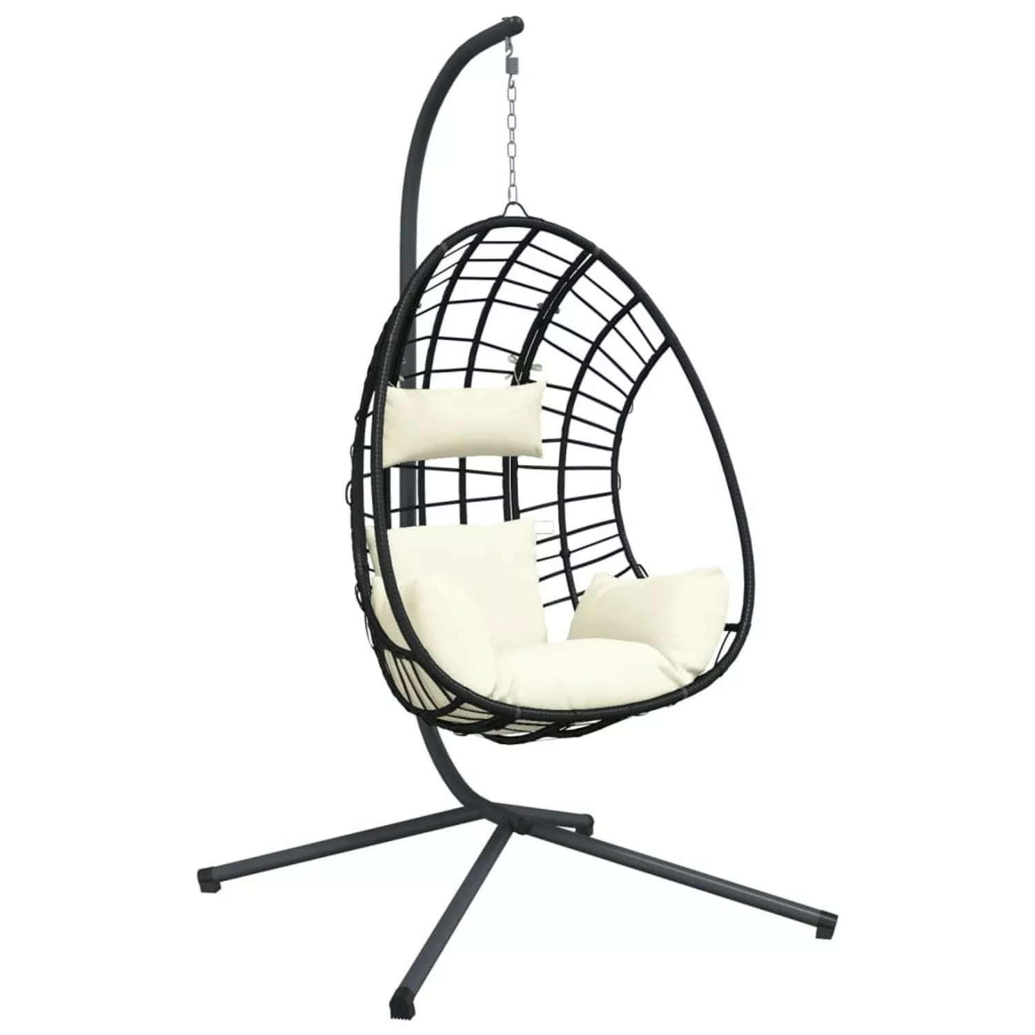 vidaXL Hängesessel Ei-Design mit Ständer Beige Rattan und Stahl 2096909 günstig online kaufen