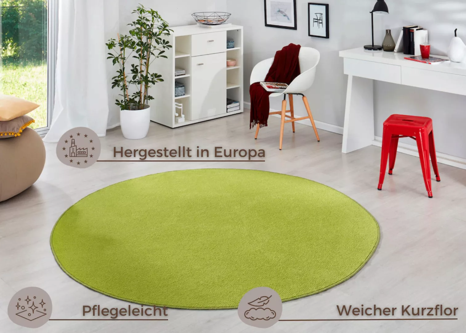 HANSE Home Teppich »Fancy«, rund, 7 mm Höhe, Kurzflor, Weich, Einfarbig, Wo günstig online kaufen