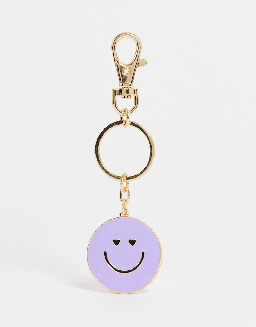 ASOS DESIGN – Taschenanhänger in Lila mit Smiley-Detail-Violett günstig online kaufen