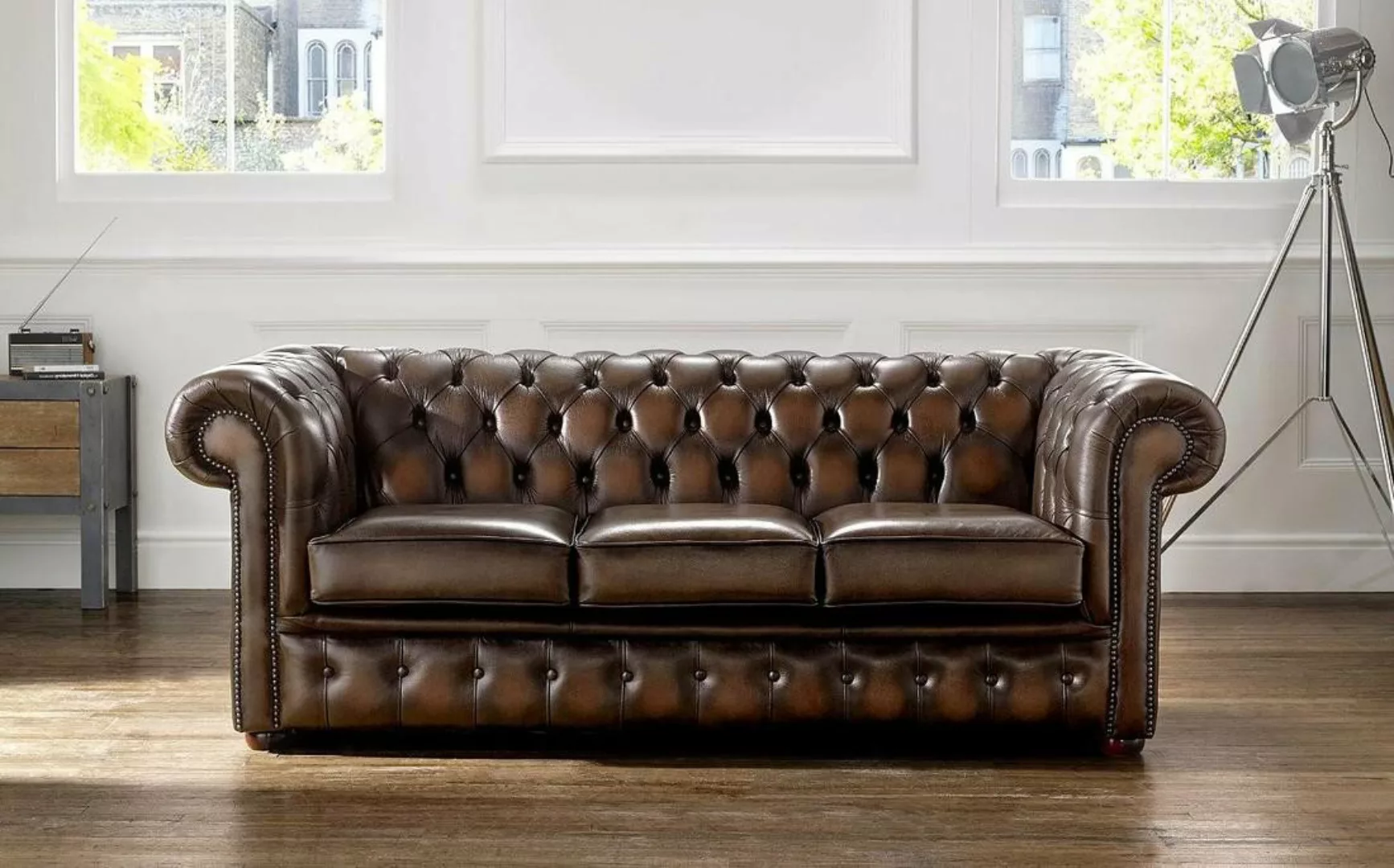 Xlmoebel Sofa Neu Antik Braun Chesterfield Sofa mit 3 Sitzplätzen, Hergeste günstig online kaufen