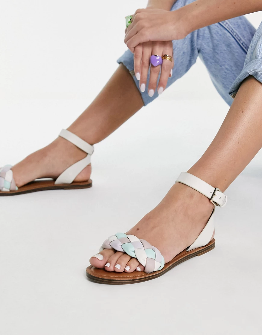 Aldo – Zweiteilige Sandalen in Helllila mit geflochtenem Design günstig online kaufen