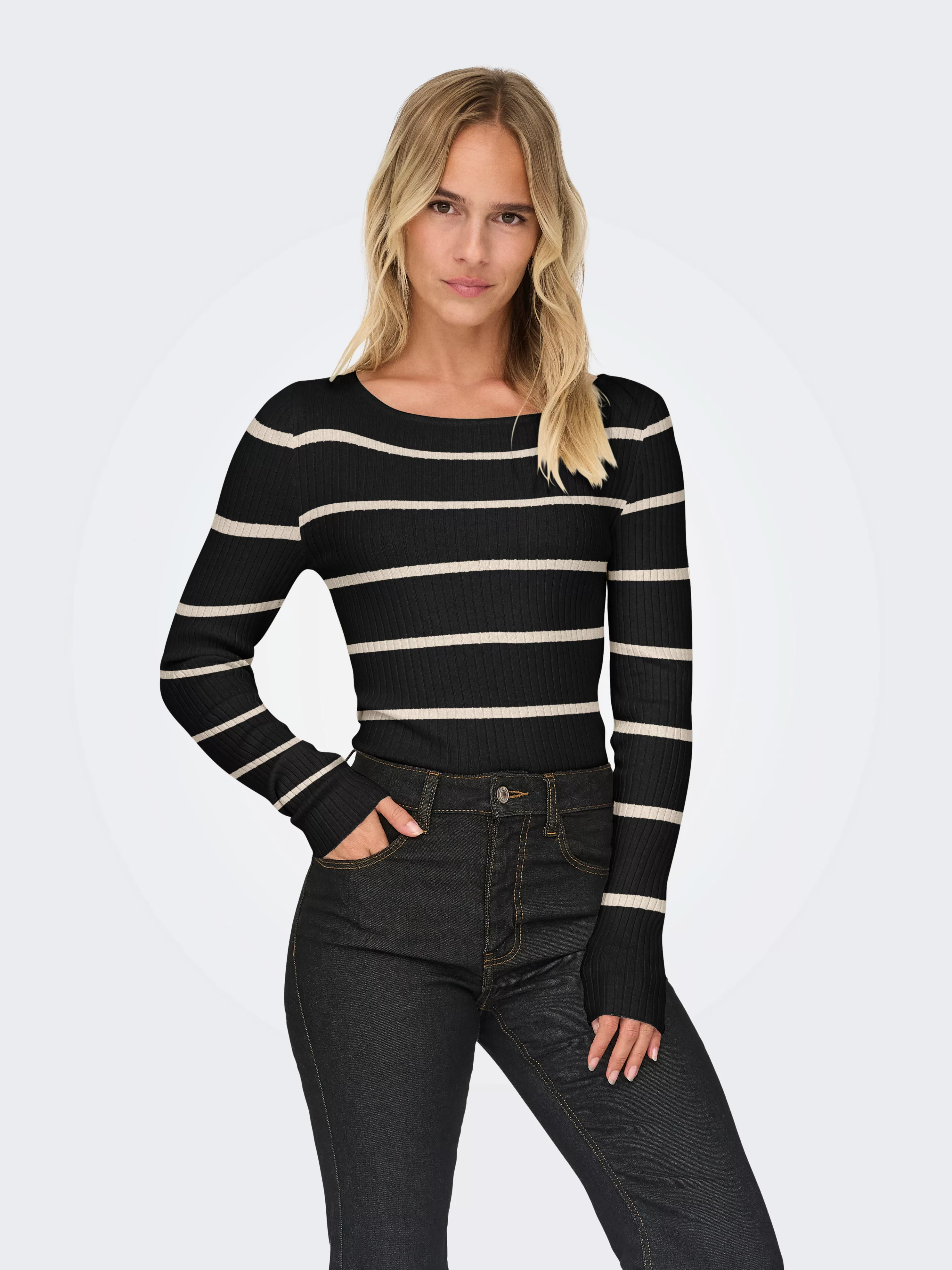 ONLY Strickpullover "ONLIBI LS RIB BOATNECK CC KNT" günstig online kaufen