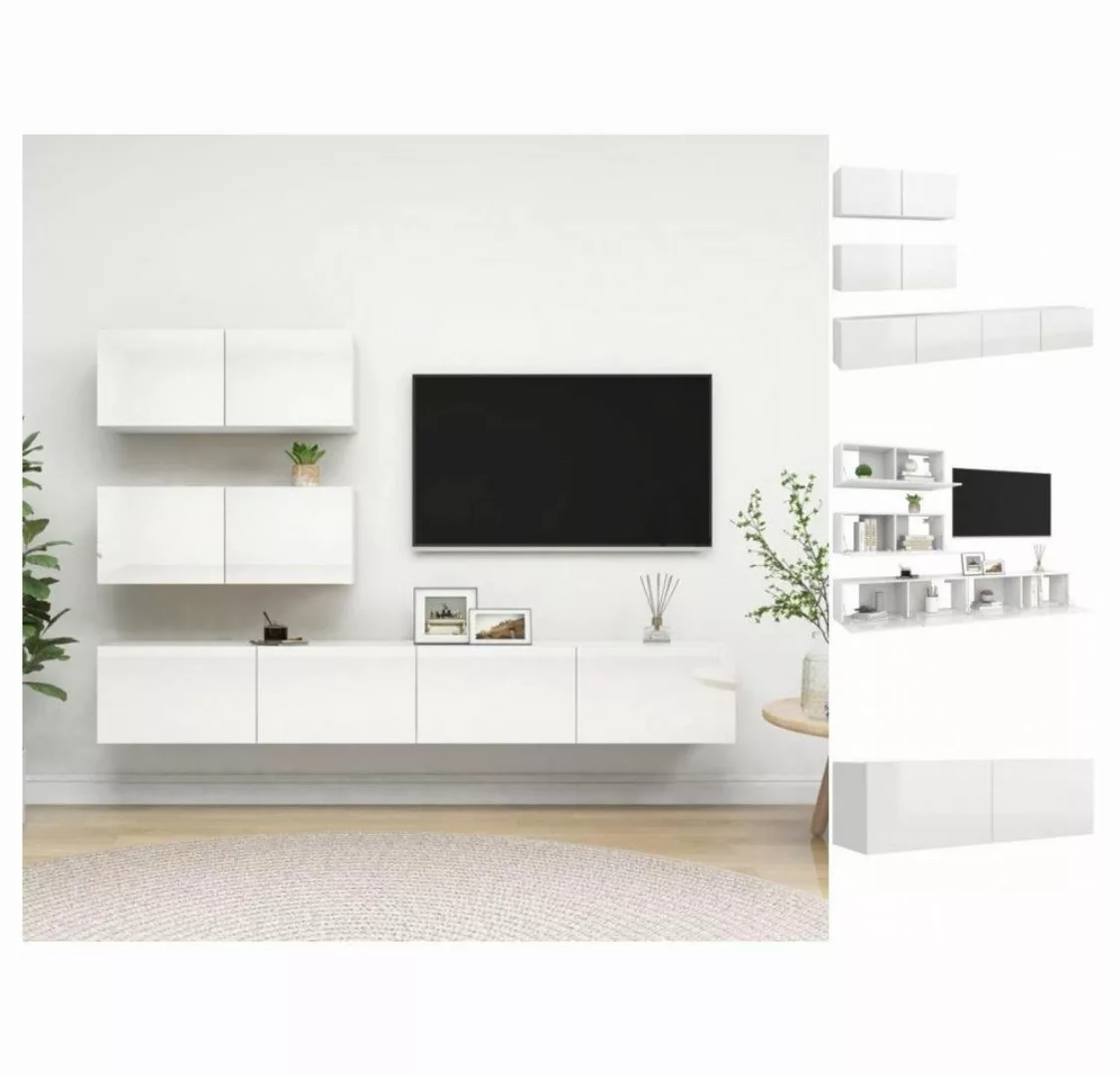 vidaXL Kleiderschrank 4-tlg TV-Schrank-Set Hochglanz-Weiß Spanplatte günstig online kaufen