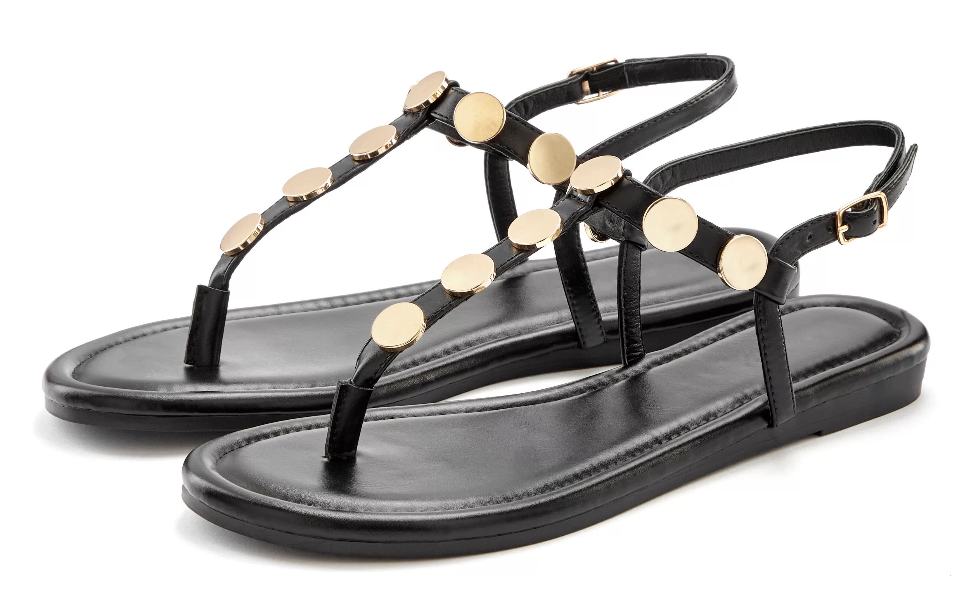 Vivance Sandale "Sommerschuh,", Zehentrenner mit goldfarbenen Schmuckelemen günstig online kaufen