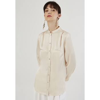 Just Like You  Blusen Damenhemd im Satin-Look mit Stehkragen günstig online kaufen