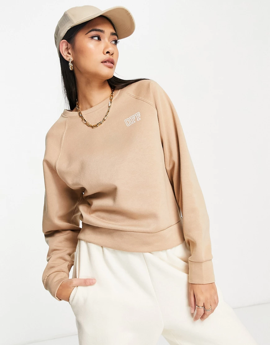 Only – Lula – Sweatshirt in Beige mit langen Raglanärmeln, Kombiteil-Neutra günstig online kaufen