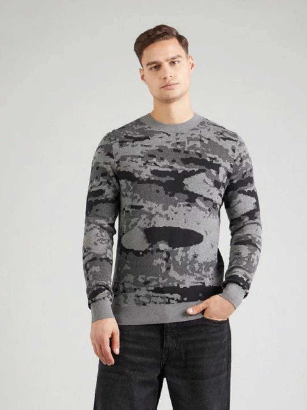 s.Oliver Strickpullover Jacquard-Pullover aus Baumwollstrick Rippblende günstig online kaufen