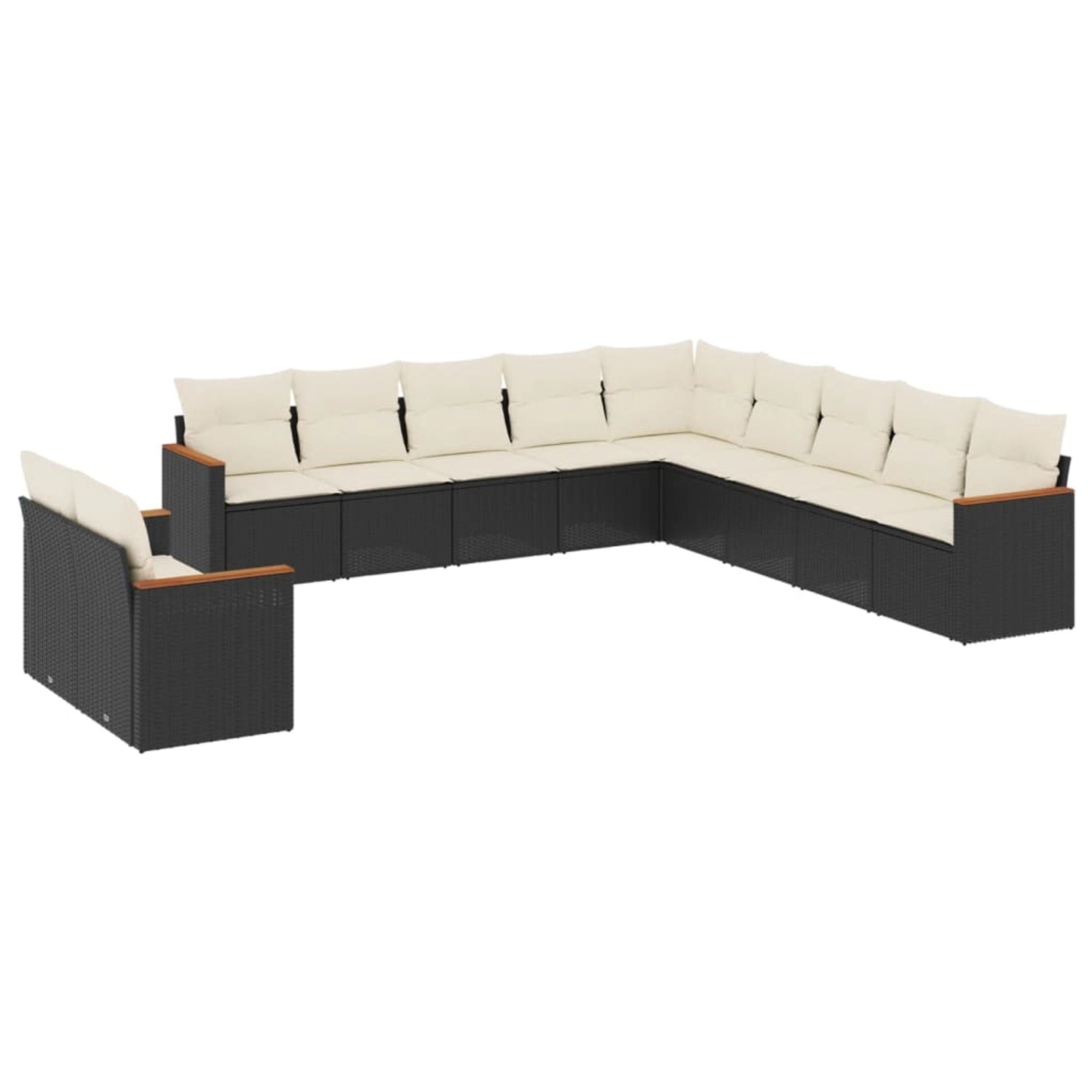 vidaXL 11-Tlg Garten-Sofagarnitur mit Kissen Schwarz Poly Rattan 3258528 günstig online kaufen