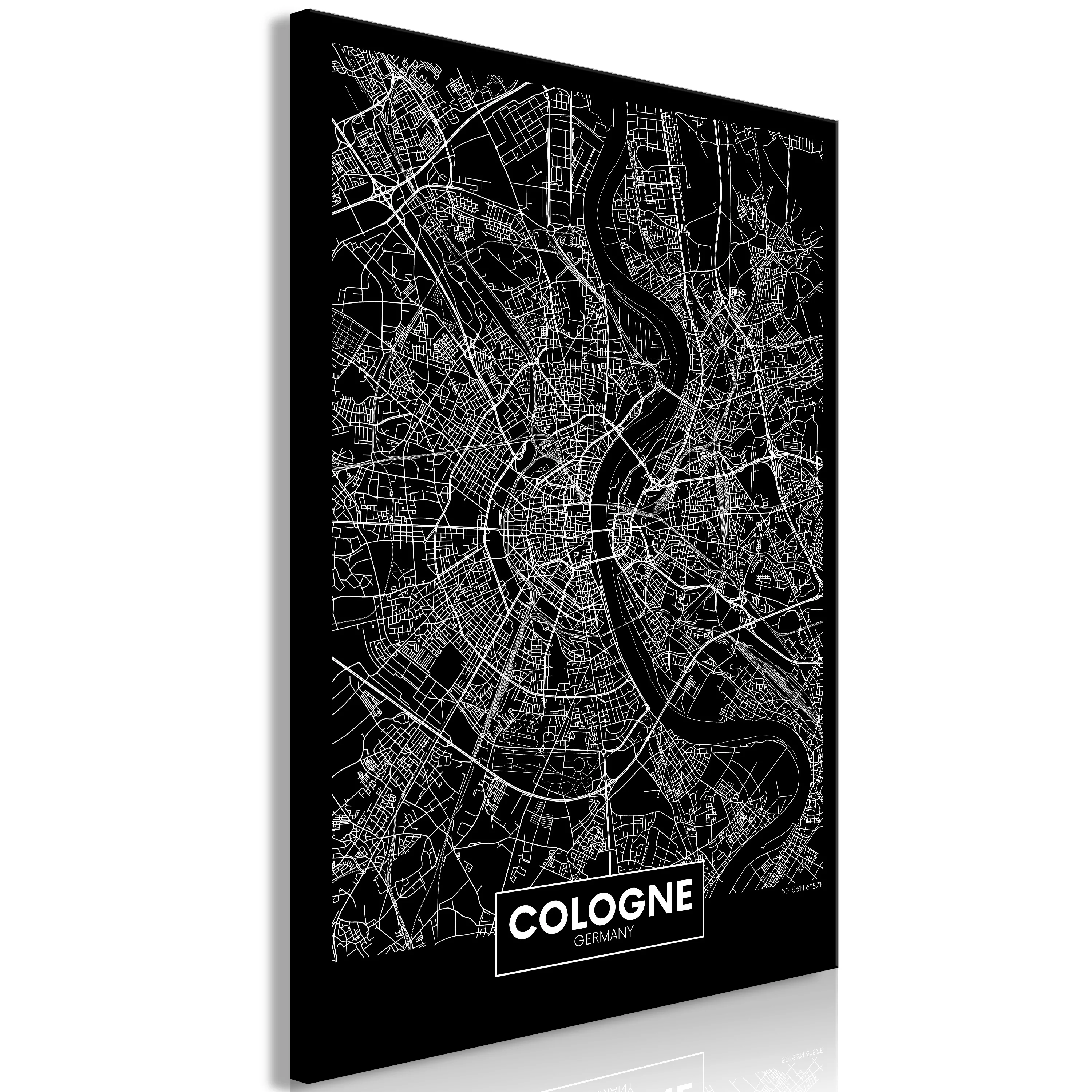 Wandbild - Dark Map Of Cologne (1 Part) Vertical günstig online kaufen