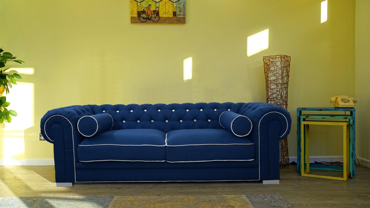 Xlmoebel Sofa Chesterfield Sofa mit 3 Sitzplätzen, Designer-Polstersofa, Ga günstig online kaufen